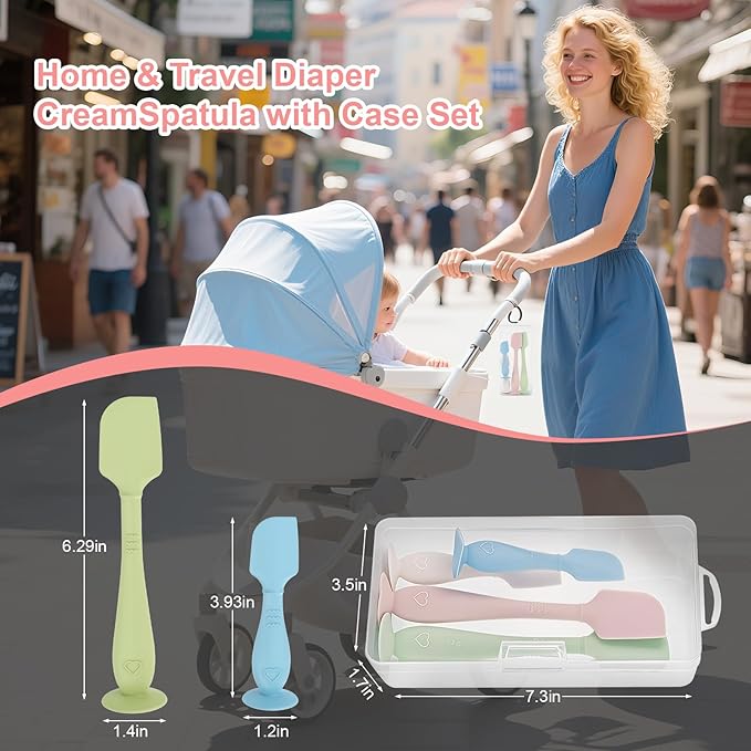 4-Pack Diaper Cream Spatula with Travel Case, Soft Baby Butt Spatula – Silicone Butt Paste Spatula, Convenient Diaper Spatula, Ideal Baby Shower Gift