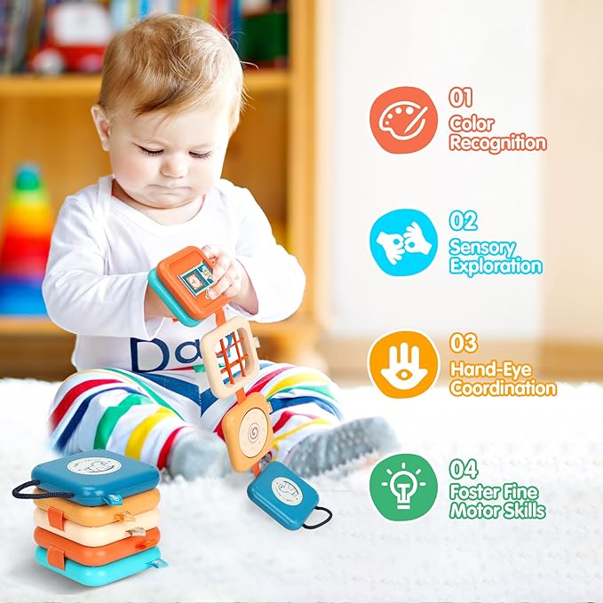 Busy Board for 1 Year Old, Travel Toys for Toddler 1-3 on Plane Car, Montessori Busy Board Busy Cube, Toys for 1 Year Old Boy Girl, Valentine Gifts for Kids