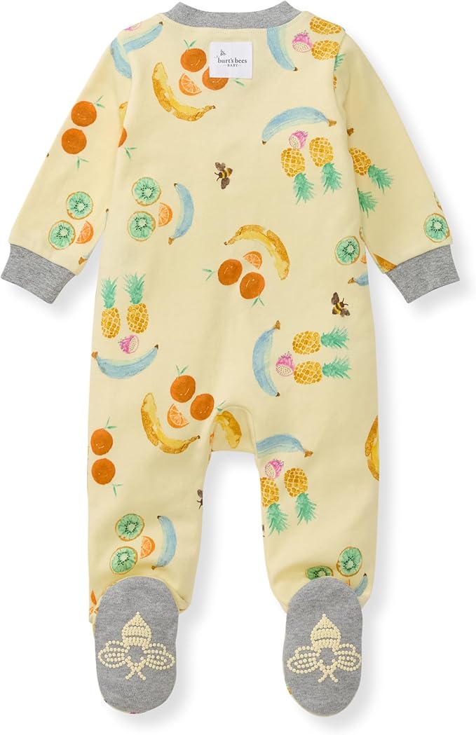 Burt's Bees Baby Boys Sleep and Play PJs, 100% Organic Cotton One-Piece Zip Front Romper Jumpsuit Pajamas