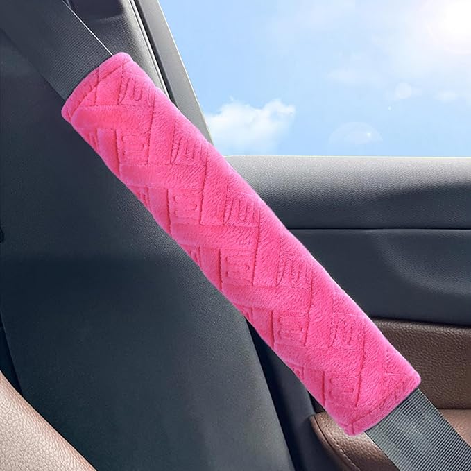 surpassme Car Seat Belt Pads Covers, 2PCS Seat Belt Shoulder Strap Covers Protector to Release Stress to Your Neck and Shoulder for a Safety Driving(Pink)