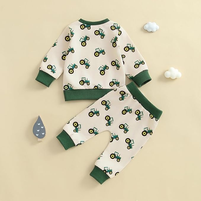 fhutpw Toddler Baby Boy Clothes Funny Letter Long Sleeve Sweatshirt Pullover Top Jogger Pants Fall Winter Outfits