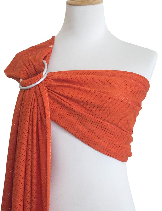 Baby Water Ring Sling Carrier | Lightweight Breathable Mesh Baby Wrap for Infant, Newborn, Kids and Toddlers | Perfect for Summer, Swimming, Pool, Beach | Great for Dad Too Orange