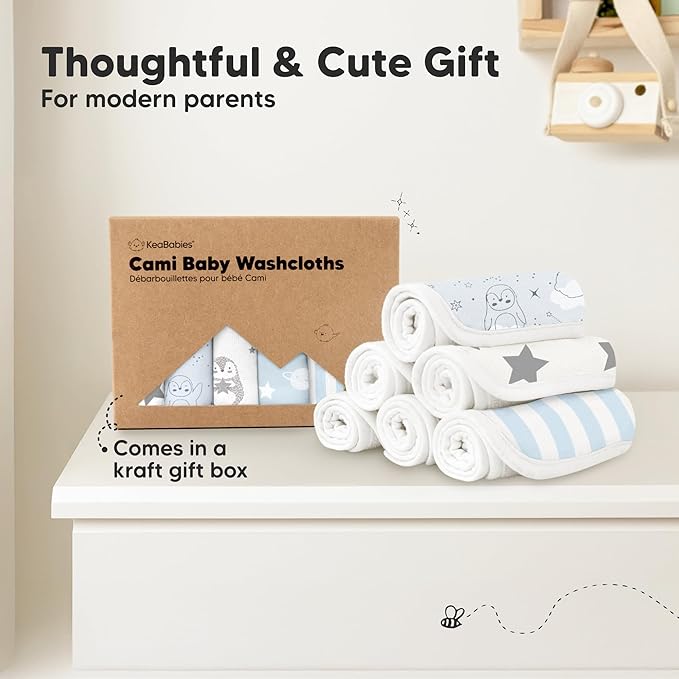 6-Pack Cotton Baby Washcloths for Newborn - Organic Cotton Muslin Soft Wash Cloths for Babies,Infant,Kids,Toddler Towels for Boy,Girl,Super Absorbent Face Cloths,Scratch-free Baby Rags (Constellation)