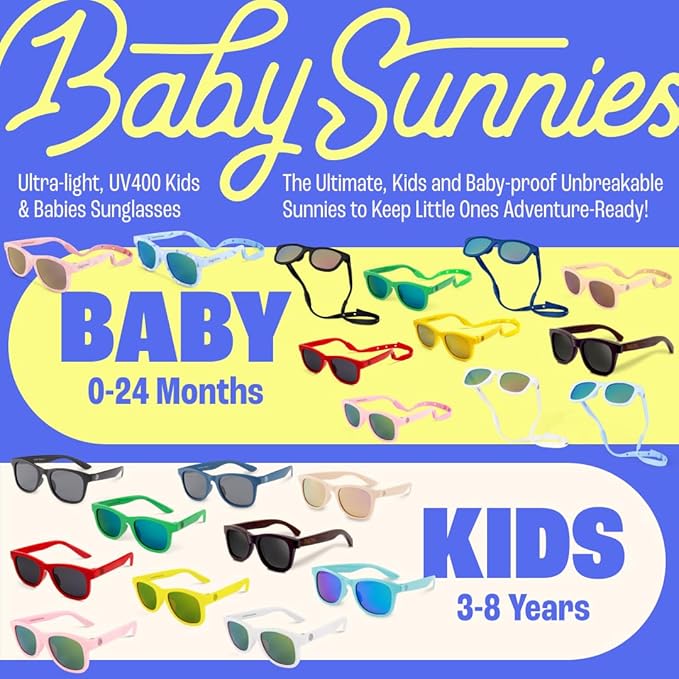 Polarized Baby Sunglasses With Strap - Unbreakable Flexible Infant Sunglasses For Toddlers Newborns 0-24 Months