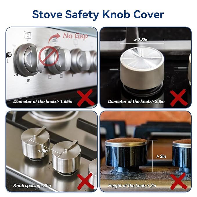 Stove Knob Safety Covers, 5Pcs Fits 90% Oven/Stove 5 Heat Alert Stickers Oven Knob Covers for Child Safety, 2nd Gen Kitchen Burner Childproofing, Gas Stove Knob Locks for Kid Baby Pet (Clear)