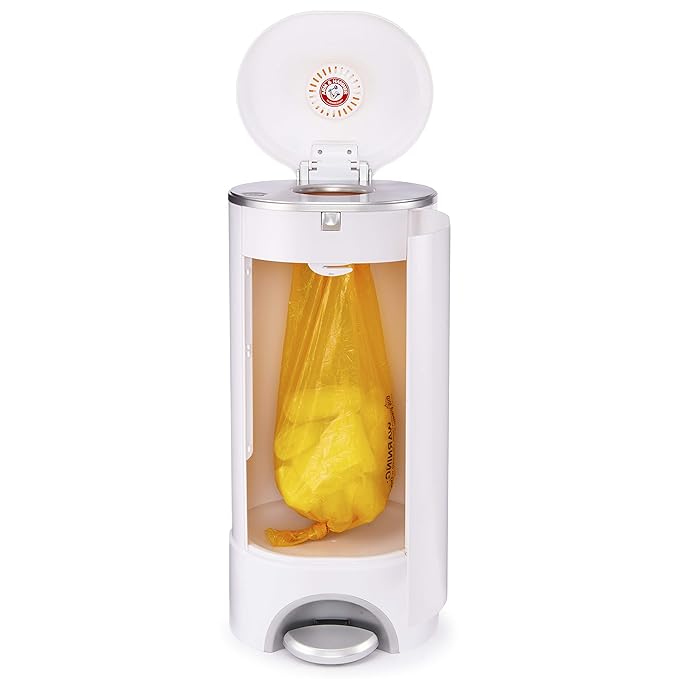 Munchkin® STEP™ Diaper Pail Powered by Arm & Hammer, #1 in Odor Control, Award-Winning, Includes 7 Snap, Seal & Toss™ Bags, 1 Starter Refill Ring, and 1 PUCK™ Baking Soda Cartridge