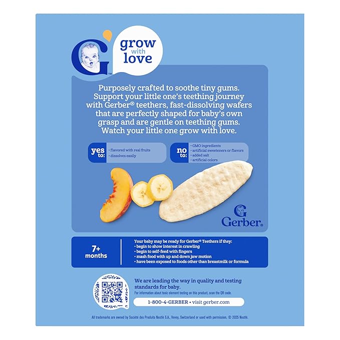 Gerber Snacks for Baby Teethers, Gentle Teething Wafers, Banana Peach, 1.7 Ounce, 12 Count Box (Pack of 6)