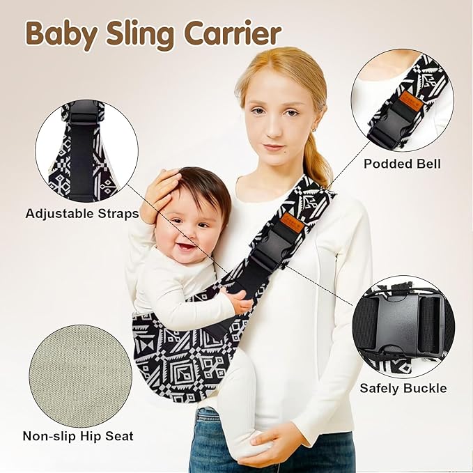 Baby Sling Carrier,Toddler Carrier,2026 New Baby Sling,Portable and Lightweight Sling,Non-Slip Hip Seat Carrying 10-30lbs(Blacksail)