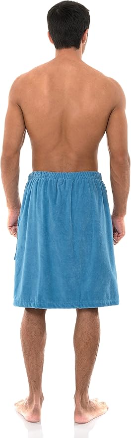 TowelSelections Mens Cotton Shower Wrap Adjustable Terry Velour Spa Bath Towel Wrap Sauna Gym Towels for Men