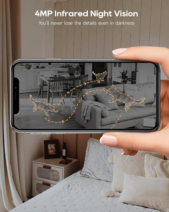 DREAME 2.5K Pet Dog Camera, Indoor Security Camera, Dual-Band 5G/2.4G Wi-Fi, Auto-Tracking, 360° Pan-Tilt, Cloud & 256GB SD Storage, 2-Way Audio, Physical Privacy Mode, Work with Alexa & Google, Grey