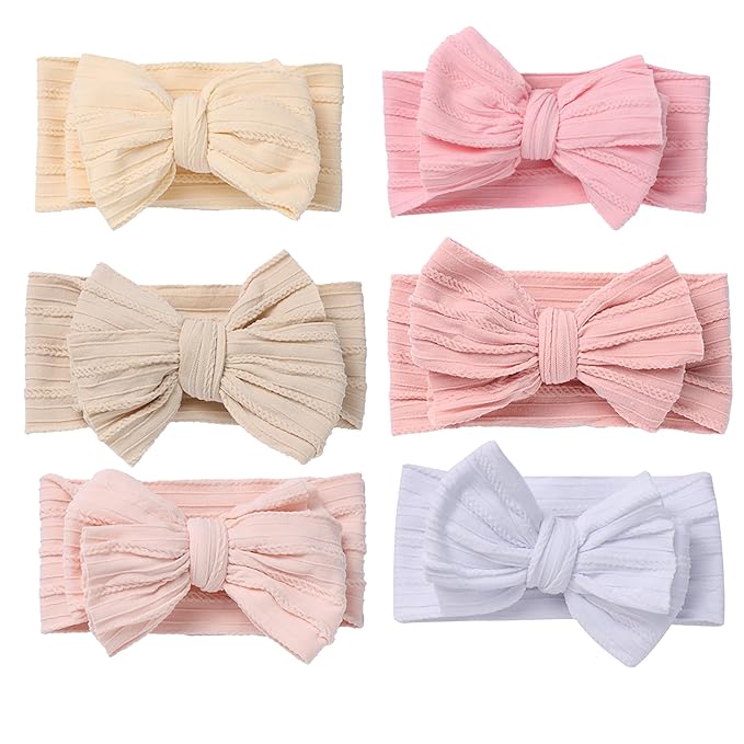 Baby Girl Bows Newborn Headband Stretchy Double Bows Soft Infant Toddlers