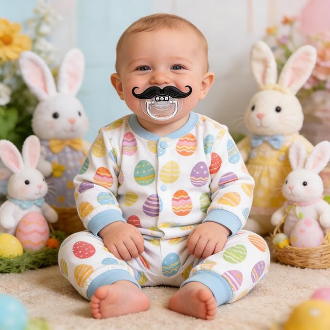 Funny Baby Pacifiers,Mustache Pacifiers 0-18 Months for Babies,Mustache Binky,Gift for Newborns,Infants,Toddlers,Baby Boys,BPA Free(Mustache Pacifiers)