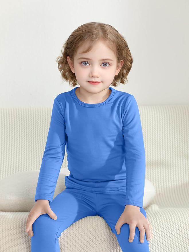 VZV 2T-6Y Toddler Thermal Set Thermal Underwear for Kids Fleece Lined Toddler Base Layer Long Johns for Kids Boys Girls