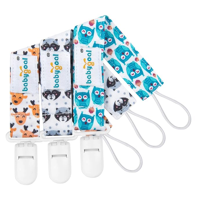 Babygoal Animal Pacifier Clips, 6 Pack Pacifier Holder Fits for Most Pacifier Styles 6PS18