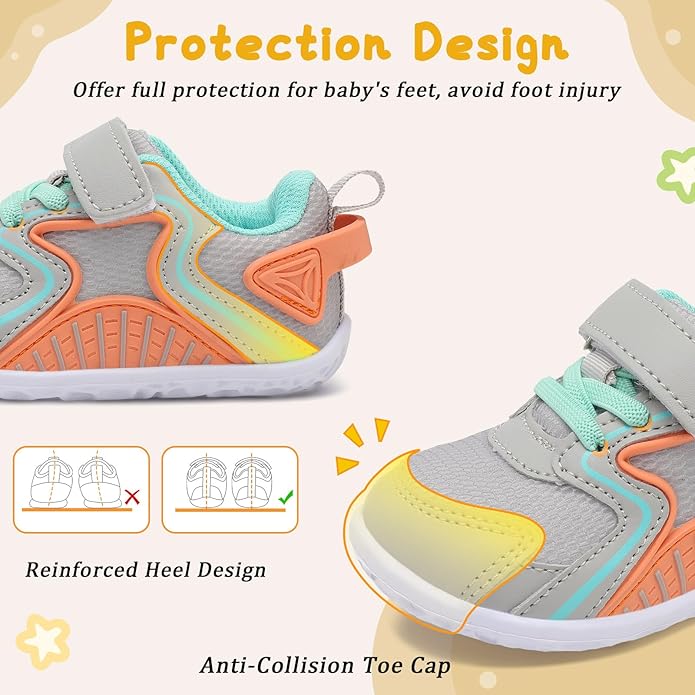 L-RUN Baby Shoes Boys Girls First Walkers Breathable Infant Sneakers Flexible Non-Slip Sole Walking Shoes for Toddlers