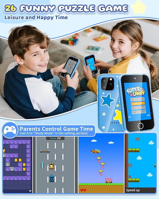 Kids Smart Phone for Boys, Upgraded 3.5'' Touchscreen Phone for Kids Age 3-8, Christmas Birthday Gifts, Dual Camera Music Player Puzzle Games, Learning Toy for 3 4 5 6 7 8 Year Old Boys