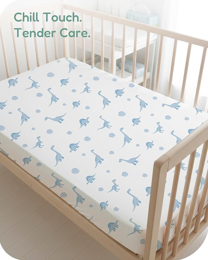 Crib Sheets 2 Pack, Fitted Crib Sheet for Standard Crib Mattress 28x52x9, Ultra Soft Jersey Knit, Breathable Stretchy Deep Pocket, Snug Fit Stays Put, Baby Crib Mattress Sheet