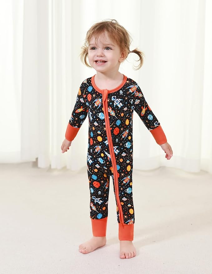 Baby Zippered Rompers Newborn Pajamas Sleepers Long Sleeve Jumpsuits Infant Zipper Romper-Viscose from Bamboo