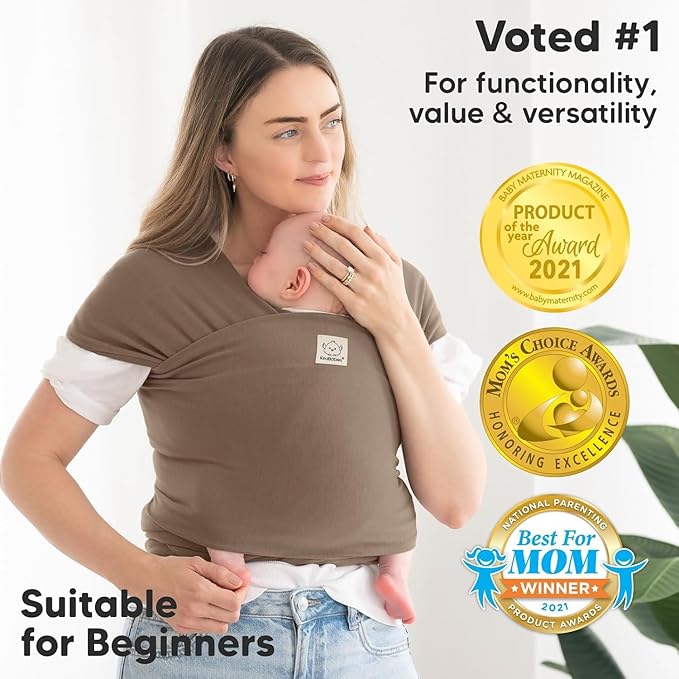 KeaBabies Baby Wrap Carrier - All in 1 Original Baby Carrier Newborn to Toddler Sling, Easy to Wear, Hands Free Bonding, Lightweight, Breathable Infant Wraps (Saddle Brown)