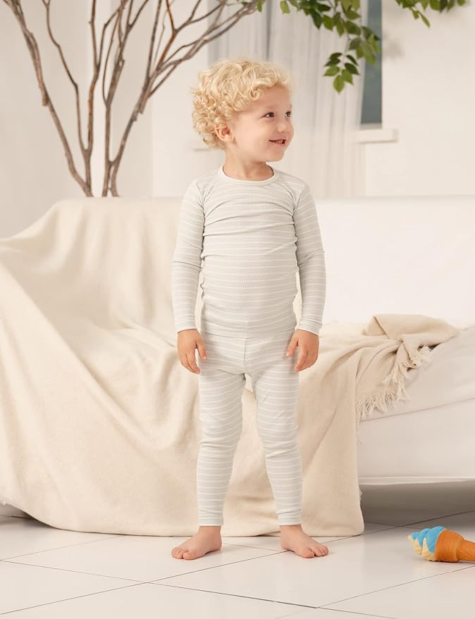 AVAUMA Stripe Pattern Baby Boys Girls Pajama Set Kids Toddler Snug fit Ribbed Sleepwear pjs for Daily Life Style