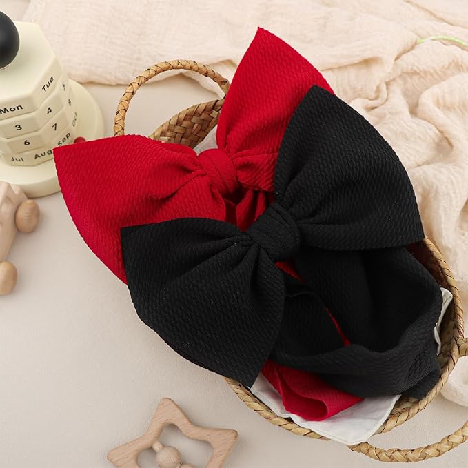Super Durable Soft Knot Headbands with Hair Bows Infant Toddlers Kids Hair Accessories Red Black Headband for Newborn Baby Girls