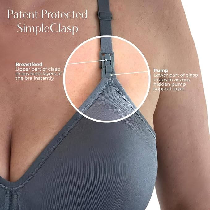 Supermom Silhouette with Removable Pads, Pumping Bra Hands Free, Adjustable Pumping & Nursing Bra for All Breast Pumps