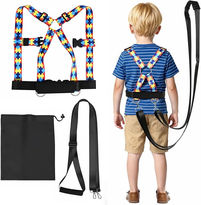 Walking Safety Harness for Older Kids 3–12 Years, Adjustable Leash Vest for Special Needs, Autism, ADHD, with Strong Grab Handle for Public and Outdoor Safety