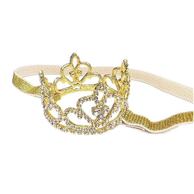 Baby Girl Infant Toddler Crystal Crown Tiara Gold Headband Baby Photography Headband Props, Gold