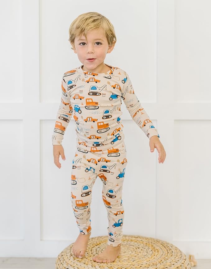 moimoln Sibling Matching 6M-8Y Soft Warm Cotton Modal Character Long Sleeve Snug-Fit Pajama Long Sleeve Sleepwear Daily