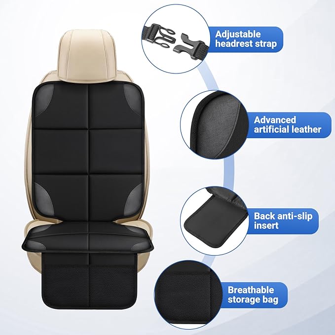 Car seat Protector 2 mesh Pocket Waterproof car seat Covers, Universal Size, Baby, pet, Children's car seat Protector, Anti Slip Bottom (2 Pieces)