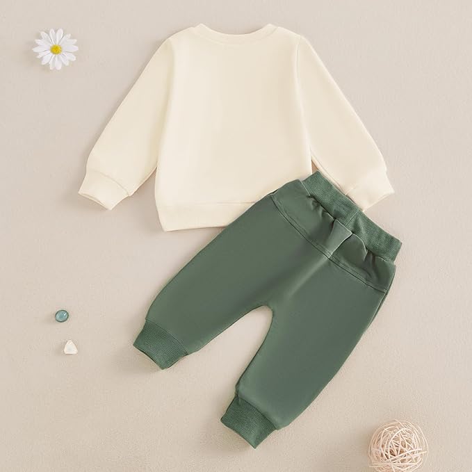 Baby Boy Fall Clothes Set Long Sleeve Letter Print Sweatshirt Pants Toddler Infant Outfits 6 12 18 24 Months 2T