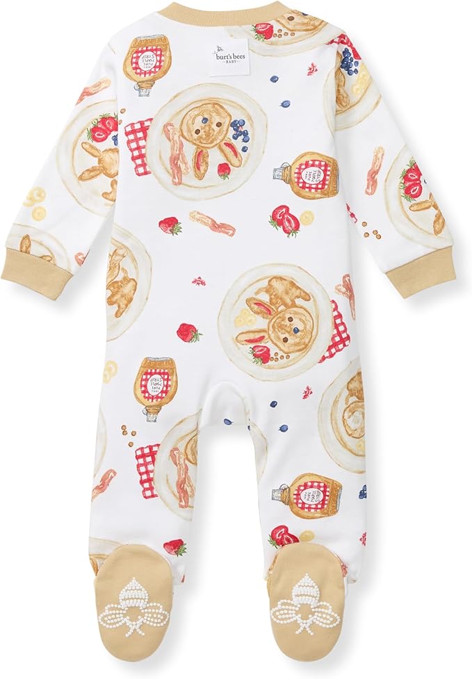 Burt's Bees Baby Boys Sleep and Play PJs, 100% Organic Cotton One-Piece Zip Front Romper Jumpsuit Pajamas