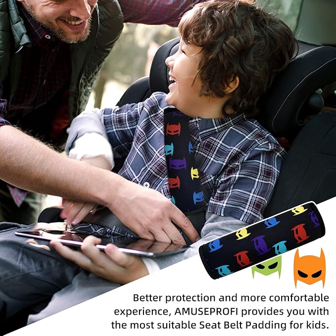 Seat Belt Cover for Kids, Seat Belt Pad for Boys Girls, Car Seat Straps Shoulder Pads for Kids, Kid's Seat Belt Cushion, Shoulder Strap Pad, 1 Piece （MASK）