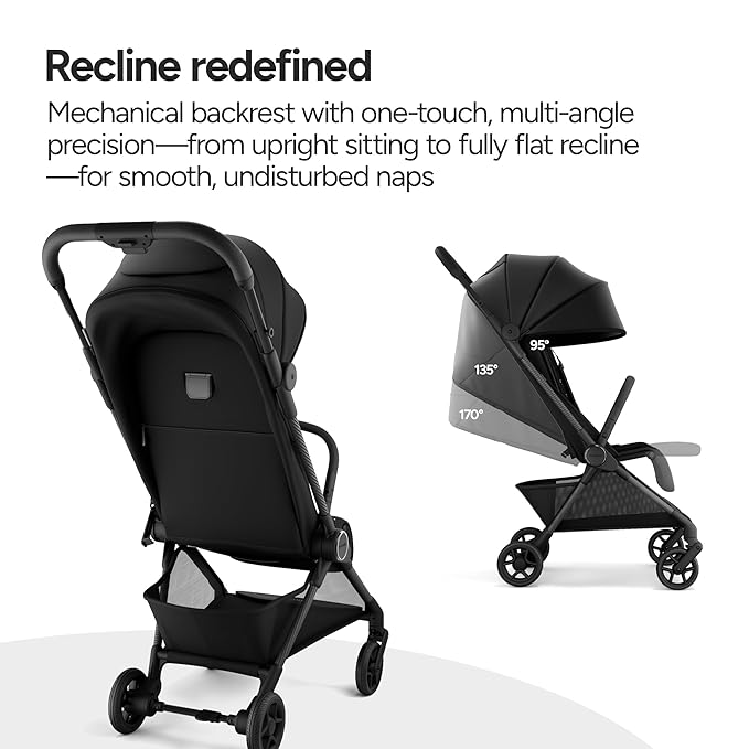 Mompush Nexis Carbon Travel Stroller, Ultra-Lightweight 11.5 lbs, Compact & Airplane Carry-On Approved, One-Second Auto-Fold, One-Hand Full Recline, from Birth to 50 lbs, JPMA Certified