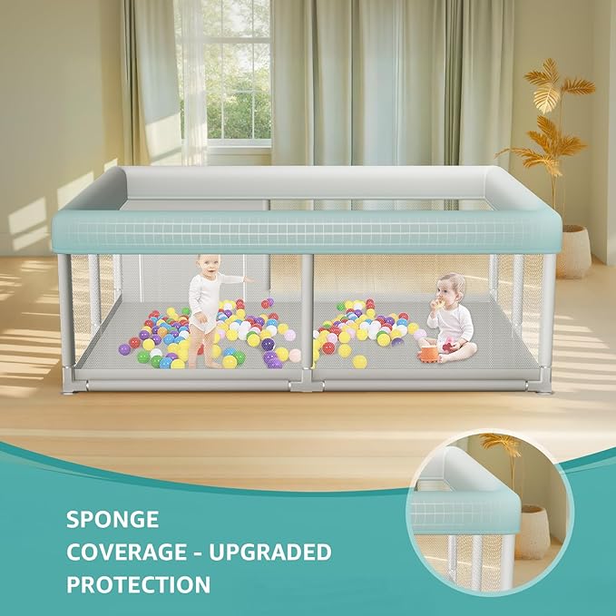 Large Baby Playpen 65x50 Inch, PlayPen for Babies and Toddlers, Sturdy Safety Play Yard for Indoor & Outdoor with Zipper Gates, Anti-Fall