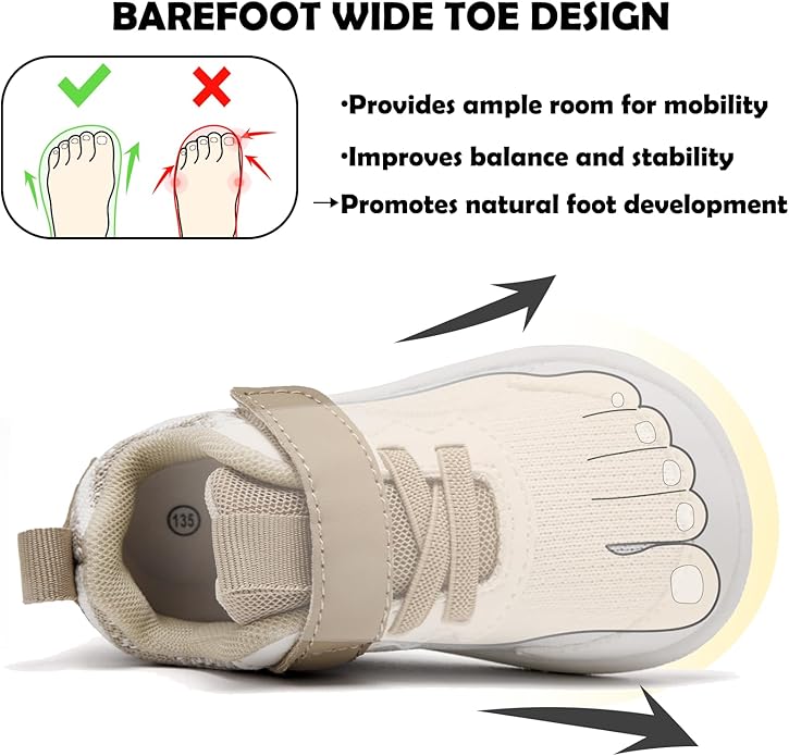 MORENDL Wide Toddler Shoes Baby Walking Shoes Boys & Girls Barefoot Sneakers Zero Drop Comfort Tennis Running Outdoor Activities