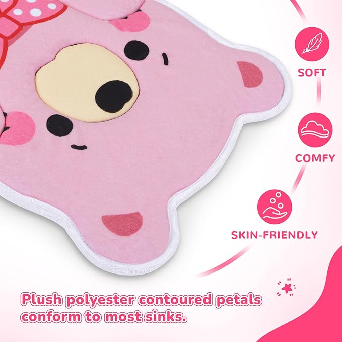 Premium Bear-Shaped Baby Bath Pad - The Original Washer-Safe Seat, Pediatrician-Recommended for Newborns to 6M+, Ultra-Soft Non-Slip Mat, Pink
