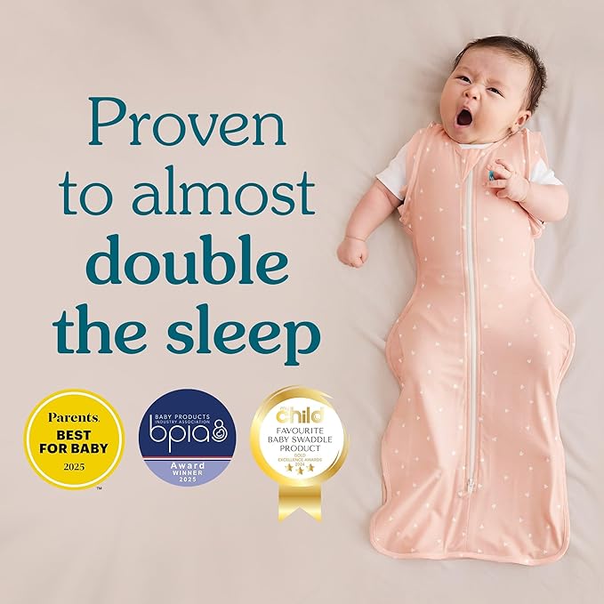 Love to Dream Swaddle UP, Baby Sleep Sack, 1.0 TOG, Self-Soothing Swaddles for Newborns, Improves Sleep, Snug Fit Helps Calm Startle Reflex, New Born Essentials for Baby, Moon Olive, 5-8.5 lbs