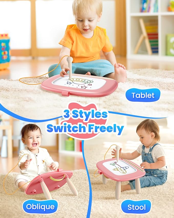 Magnetic Drawing Board, Toddler Girl Toys for 1-3 Year Old, Doodle Board Learning and Educational Kids Toys for 1 2 3 Year Old Baby Birthday GIF- Pink
