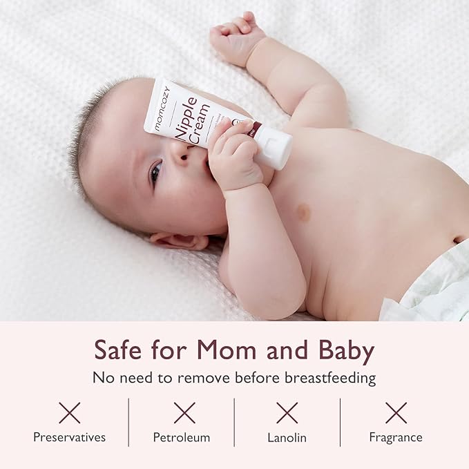 Momcozy Nipple Cream Safe for Breastfeeding, Plant-Based Ingredients, Lanolin-Free Nipple Balm, Soothing Cream, Breastfeeding Essentials for Nursing & Pumping Moms, 1.41 oz (Pack of 2)