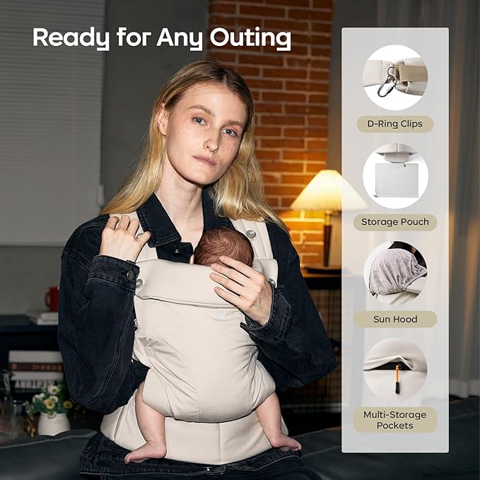 Bc Babycare CocoonGo Baby Carrier – CloudTouch Soft & Ergonomic Baby Carrier for 7–44 lbs | Easy to Wear, Adjustable Fit, Travel-Ready, Machine Washable (Grey)