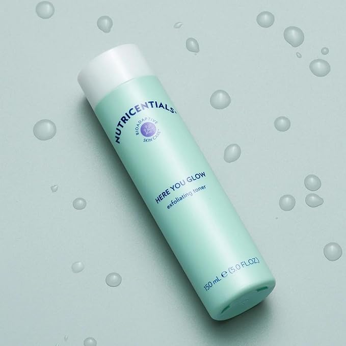 Nu Skin Here You Glow Face Exfoliator Toner | Toner for face with Water, Salicylic Acid, Glycolic Acid & Hydroxy Acid Blend | Unclog Pores, Prevent Acne, Smooth & Hydrate Your Skin | 150 ml | 1 Pack