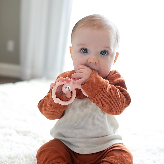 Dr. Brown's Flexees Teether, Pink Sloth, Soft 100% Silicone Baby Teether, BPA Free, 3m+, 1 Pack