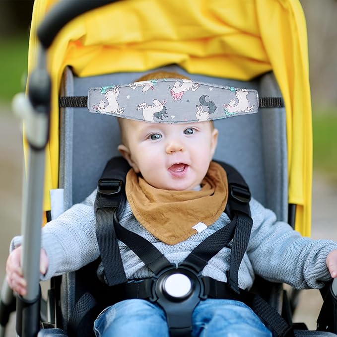 HESTYA 2 Pcs Carseat Head Support Toddler Stroller Seat Headrest for Sleeping Traveling Neck Relief Headband Strap for Kids Children Toddler Infant(Unicorn)