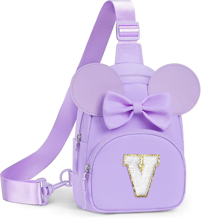 YOOLIFE Small Sling Bag for Teen Girls Kids, Fanny Pack Crossbody Bag for Little Girls Purse, Birthday Gifts for 2 3 4 5 6 7 8 9 10 11 12 Year Old Girl Trendy Stuff, Purple (V)