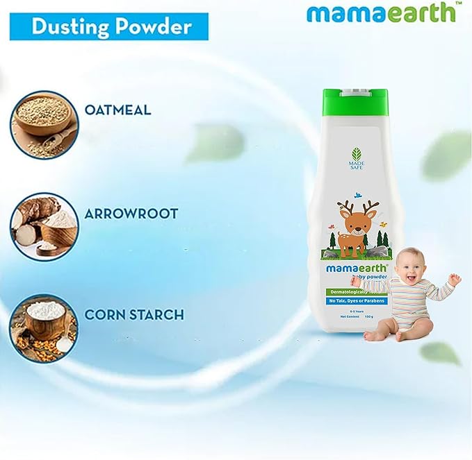 Mamaearth Baby Powder with Organic Oatmeal & Arrowroot 5.29 Oz (150g)