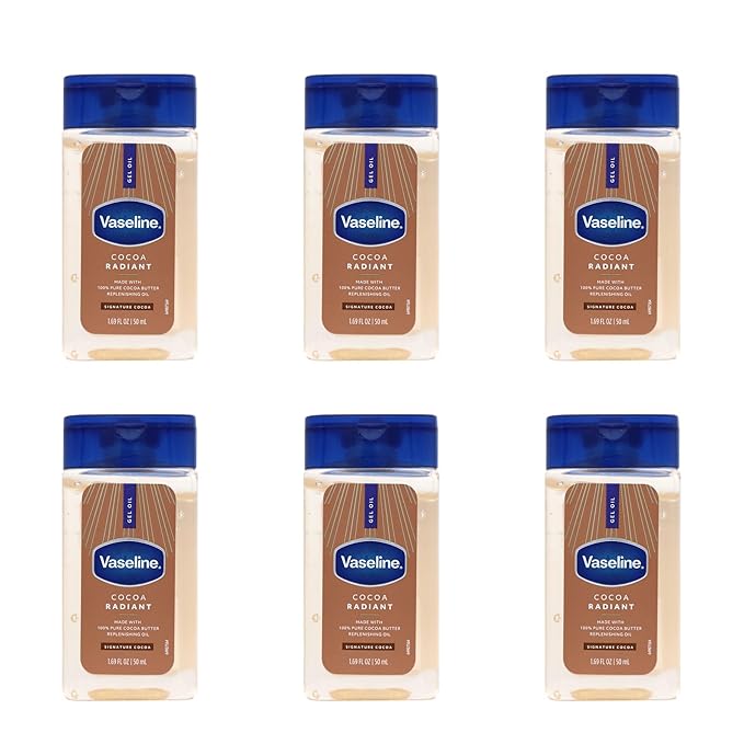 Vaseline Cocoa Radiant Replenishing Oil Gel with Pure Cocoa Butter, Travel Size, 1.69 fl oz, 6 Pack