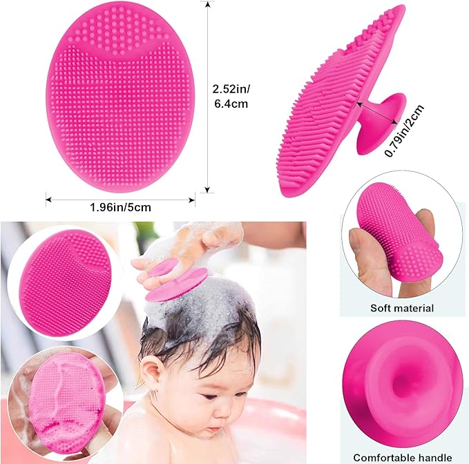 Baby Hair Brush with Wooden Handle and Comb Set for Newborns & Toddlers | Natural Soft Goat Bristles l Wood Comb l Rose Red Cradle Cap Brush | Ideal for Cradle Cap (3 Piece)