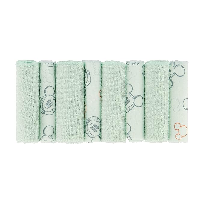 Disney Cudlie Baby Washcloths with Nursery Characters | 8 Pack of Kids Washcloths for Bath and Baby Stuff for Newborns