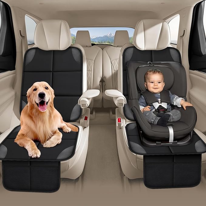 Car seat Protector 2 mesh Pocket Waterproof car seat Covers, Universal Size, Baby, pet, Children's car seat Protector, Anti Slip Bottom (2 Pieces)